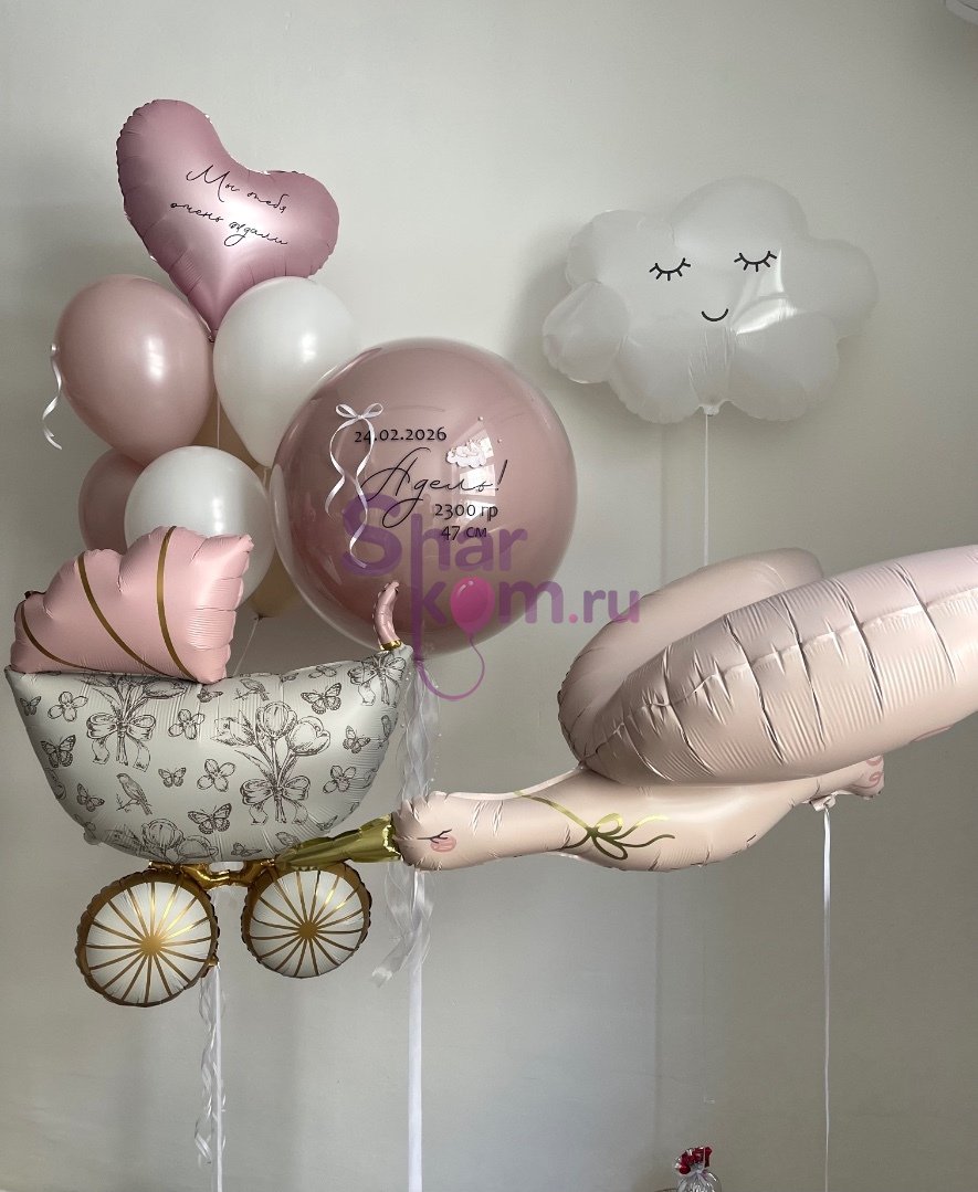 Композиция из шаров «Подарок Аиста», на выписку