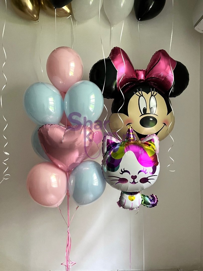 Композиция из шаров «Микки и кошечка»