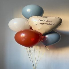 Фонтан из шаров «Наш папа супер герой»