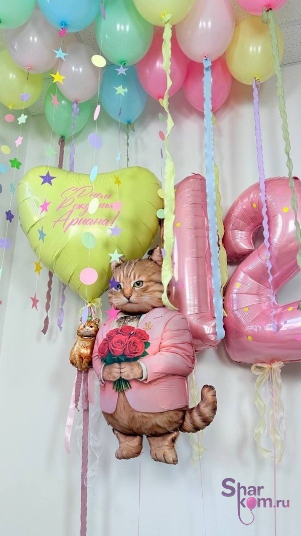 Композиция из шаров «Романтический котик»