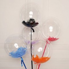 Композиция из прозрачных шаров "Сфера 3Д Деко Бабл (Deco Bubble)" с перьями