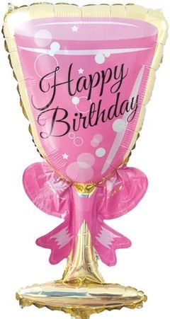 Фигура "Бокал С ДР" (Бокал Happy Birthday) розовый 94 см
