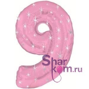 "Цифра 9" розовая со звездами