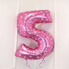 "Цифра 5" розовая с сердцами