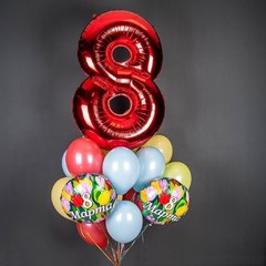 Композиция из  шаров  "С 8 марта!" Яркая