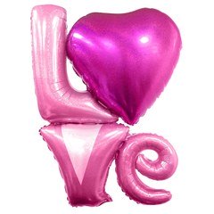 Надпись "Любовь" (LOVE) - 104 см. Розовая. Голография.