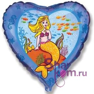 Фольгированное сердце "Русалочка"