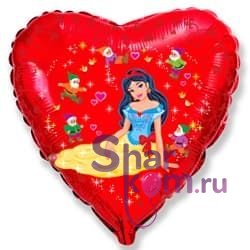 Фольгированное сердце "Белоснежка и гномы"
