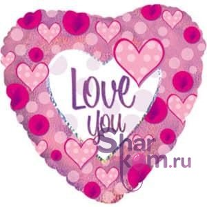 Фольгированное сердце "Розовые сердечки"