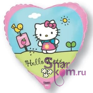 Фольгированное сердце "Хеллоу Китти" (Hello Kitty)