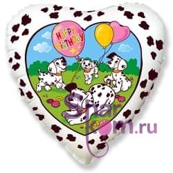 Фольгированное сердце "Далматинцы 2"