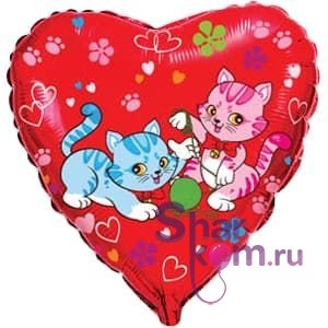 Фольгированное сердце "Котята"