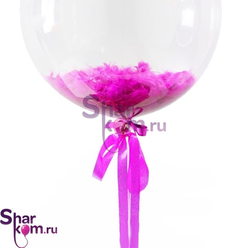 Прозрачный шар "Сфера 3D Deco Bubble" с розовыми перьями