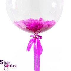 Прозрачный шар "Сфера 3Д Бабл (Bubble)" с розовыми перьями