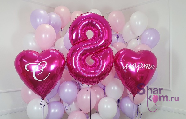 Стена из шаров "С 8 марта!"