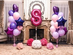 Композиция из шаров "С 8 марта!" Сиреневое настроение