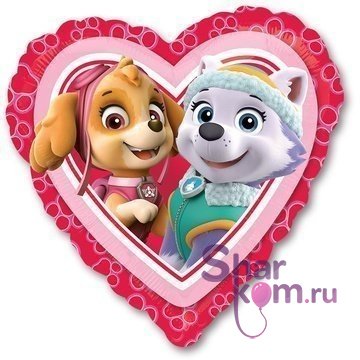 Фольгированный шар "Щенячий Патруль" сердце