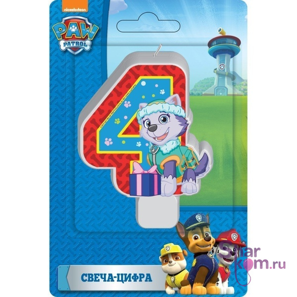Свеча "4" Щенячий патруль