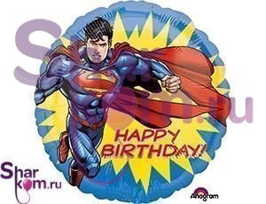 Фольгированный Круг "Happy Birthday" Superman
