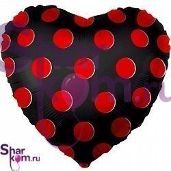 Фольгированное сердце "Красные точки"