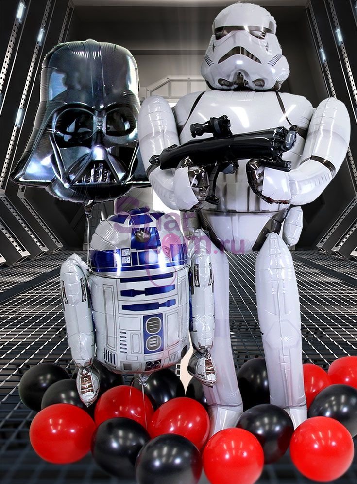 Композиция из шаров "Штурмовик, R2-D2 и Дарт Вейдер"