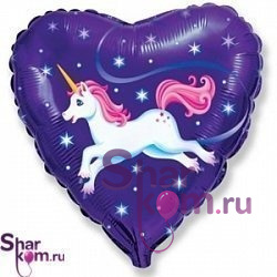 Фольгированное сердце "Единорог"