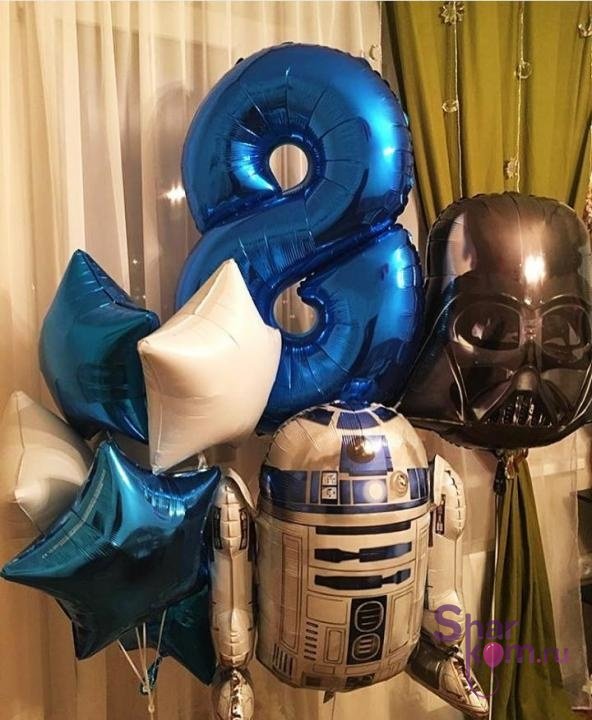 Композиция из шаров "R2D2, Дарт и цифра"