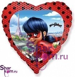 Фольгированное сердце "Леди Баг"
