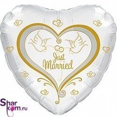 Фольгированное сердце "Молодожены (Just Married)"