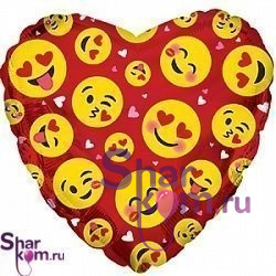 Фольгированное сердце "Смайлы"