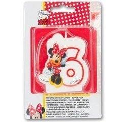 Свеча "6" Микки, белая, 6 см.