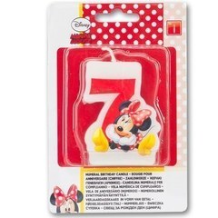 Свеча "7" Микки Маус, красная, 6 см.