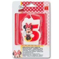 Свеча "5" Микки Маус, красная, 6 см.