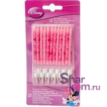 Свечи "Микки Маус" розовые, 12 шт.