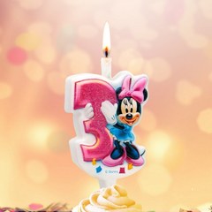 Свеча "3" Микки, 12 см.
