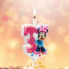 Свеча "3" Микки, 12 см.