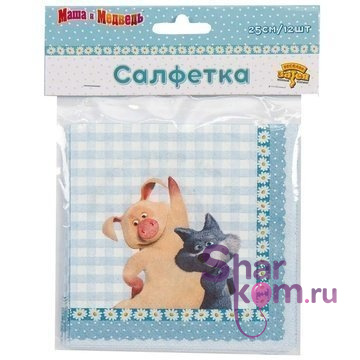Салфетки "Маша и Медведь,с праздником!" 12 шт.