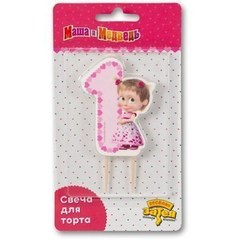 Свеча "1" Маша и Медведь