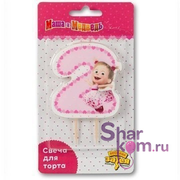 Свеча "2" Маша и Медведь