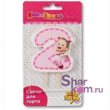 Свеча "2" Маша и Медведь