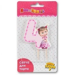Свеча "4" Маша и Медведь