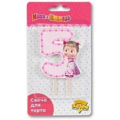Свеча "5" Маша и Медведь