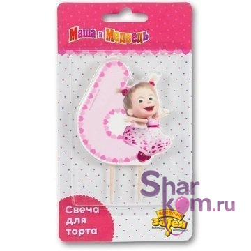 Свеча "6" Маша и Медведь