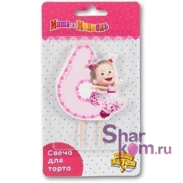 Свеча "6" Маша и Медведь