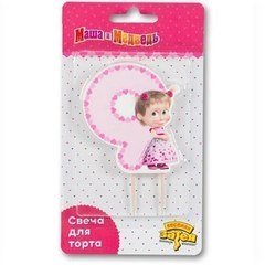 Свеча "9" Маша и Медведь
