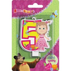 Свеча "5" Маша и Медведь поздравляют!