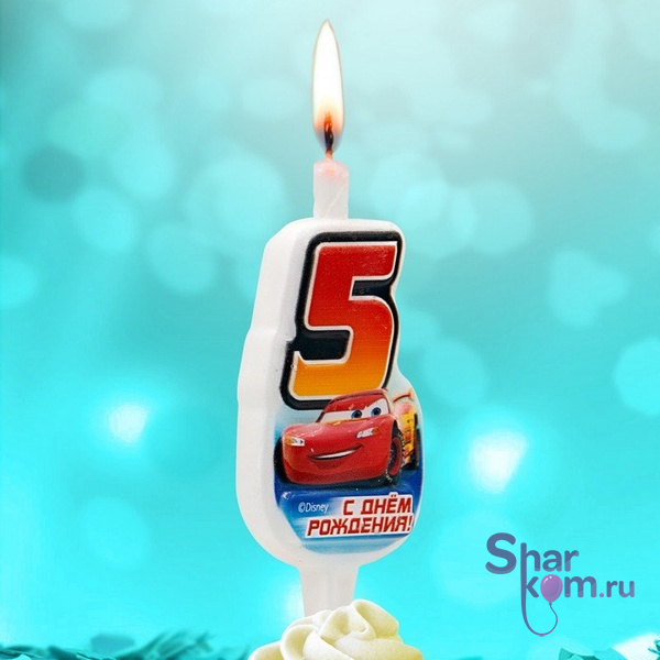 Свеча "5" Тачки, 10 см.