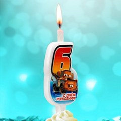 Свеча "6" Тачки, 10 см.