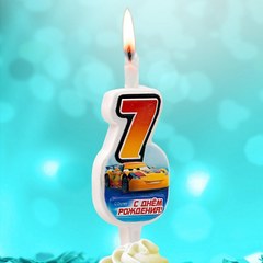 Свеча "7" Тачки, 10 см.
