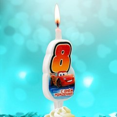 Свеча "8" Тачки, 10 см.